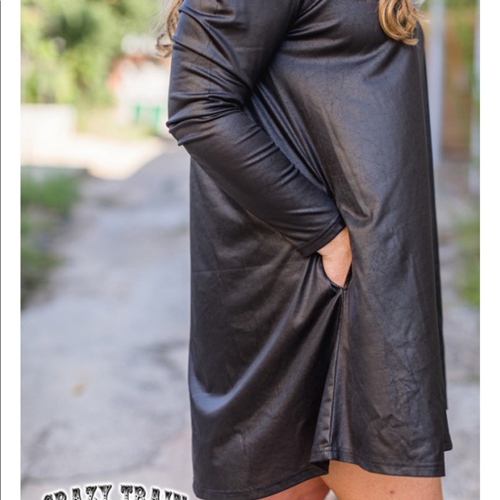 Crazy Train NWT Liquid Lux Dress Faux Leather - Picture 2 of 7